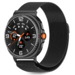Juoda apyrankė Samsung Galaxy Watch 8 Classic su metaliniu tinklelio dirželiu