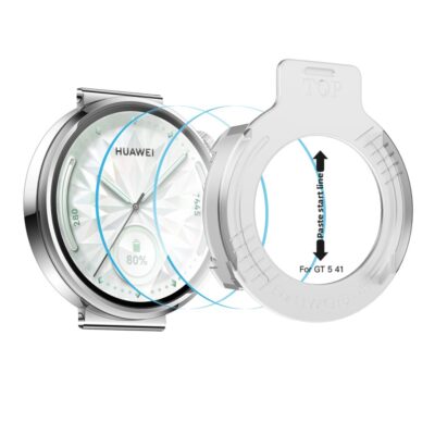 Skaidrus apsauginis ekrano stiklas Huawei Watch GT 5 41mm su tvirtinimo pagalba