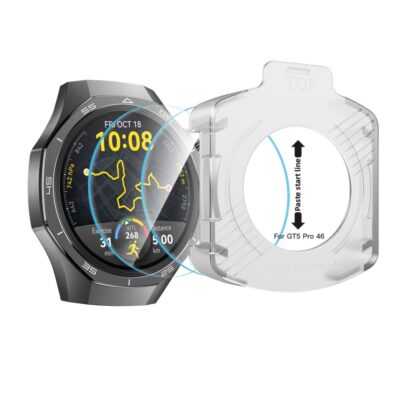 Skaidrus apsauginis ekrano stiklas Huawei Watch GT 5 Pro 46mm laikrodžiui su montavimo įranga