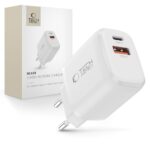 Baltas buitinis pakrovėjas TECH-PROTECT NCA30 2-PORT NETWORK CHARGER PD 30W su USB-A ir Type-C jungtimis