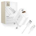 Baltas buitinis pakrovėjas TECH-PROTECT NCA20 su dviem jungtimis ir lightning kabeliu