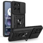 Juodas dėklas Motorola Moto G86 5G Tech-Protect Camshield Pro su kameros apsauga ir žiedo laikikliu