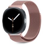 Rausva apyrankė Samsung Galaxy Watch 8 Classic su metaline tinklelio tekstūros juosta
