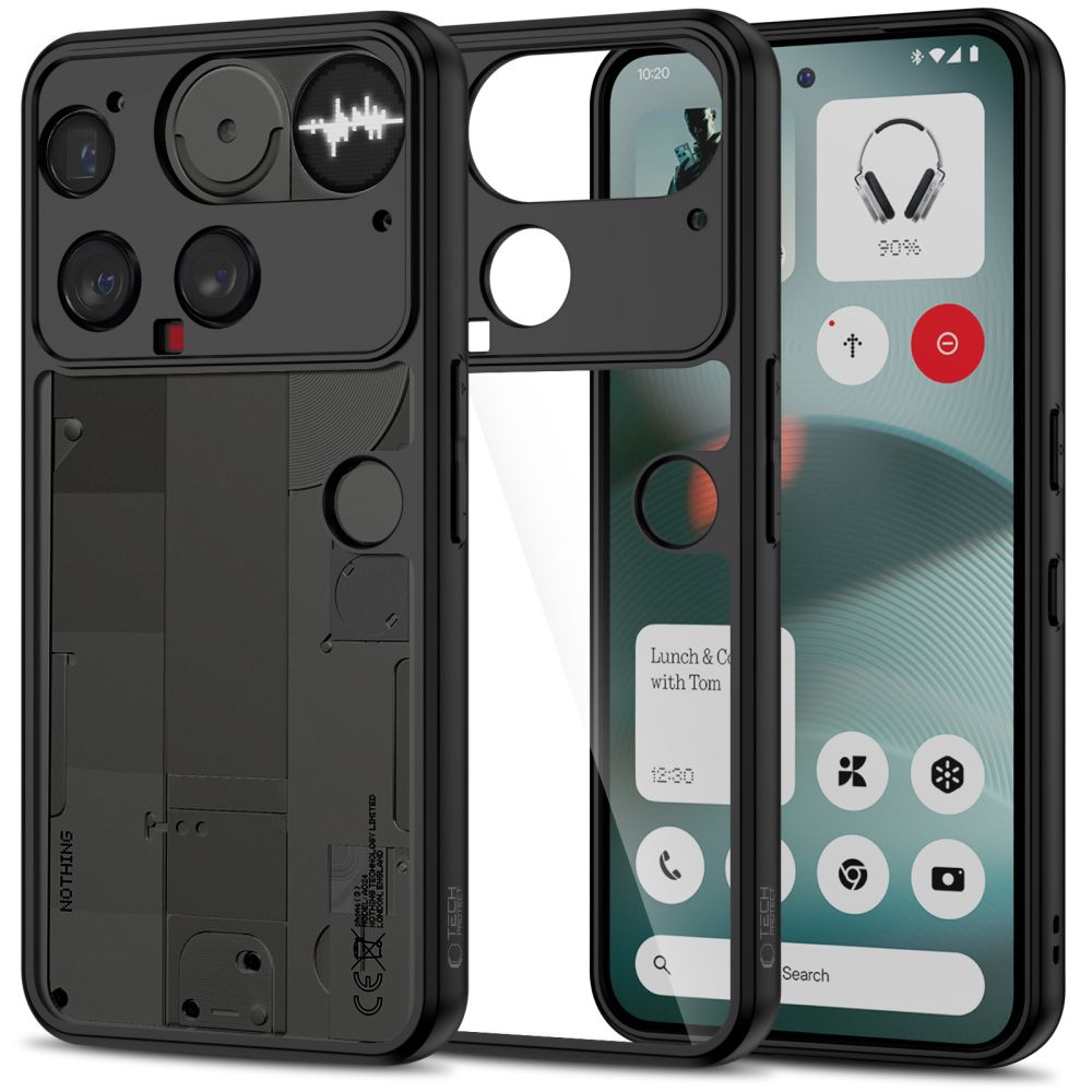 Juodas-skaidrus dėklas Nothing Phone 3 Tech-Protect Magmat Juodas skaidrus deklas Nothing Phone 3 Tech-Protect Magmat su matomu korpuso dizainu ir apsauga