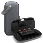 Pilkas dėklas Nintendo Switch 2 Spigen Klasden Pouch su saugiu užtrauktuku ir laikikliu žaidimų kortelėms