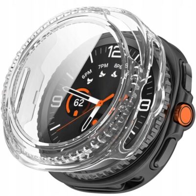 Skaidrus dėklas Samsung Galaxy Watch 8 Classic 46 MM Tech-Protect Defense ant juodos apyrankės