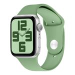 Žalia apyrankė Apple Watch 42-49mm M-L OBALME silikono dirželis šalia laikrodžio