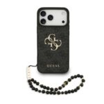 Juodas dėklas telefonui Apple Iphone 17 Pro Max su Guess PU medžiaga ir metaliniu logotipu