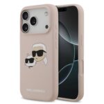Rausvas dėklas telefonui Apple Iphone 17 Pro Karl Lagerfeld Liquid Silicone Double Heads MagSafe su animaciniu atspaudu