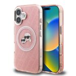 Rausvas dėklas Karl Lagerfeld IML K&CH Heads Repeated Logo MagSafe telefonui Apple iPhone 16