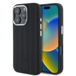 Juodas dėklas telefonui Apple Iphone 16 Pro su Mercedes Liquid Silicon juostų raštu