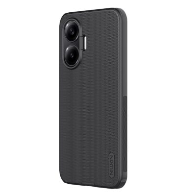 Juodas plastikinis dėklas Xiaomi Poco F7 Nillkin Frosted Shield Pro Magnetic su tekstūruota paviršiaus dalimi