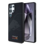 Tamsiai melynas deklas telefonui Samsung Galaxy S25 Ultra su Red Bull odiniu meshed logotipu ir MagSafe