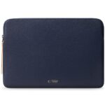 Tamsiai mėlynas dėklas kompiuteriui Laptop 13-14 TECH-PROTECT FLEECE su užtrauktuku ir logotipu