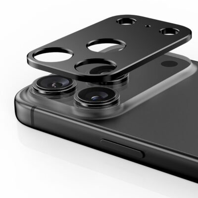 Juoda galinės kameros apsauga Apple Iphone 17 Pro Max Tech-Protect Camalloy Fit Plus ant telefono kameros