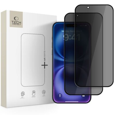 Juodas privatumo apsauginis ekrano stikliukas Apple Iphone 17 Air TECH-PROTECT GLASS Spy 2-PACK