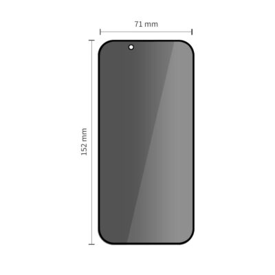 Juodas privatumo apsauginis ekrano stikliukas Apple Iphone 17 Air su matmenimis 71x152 mm