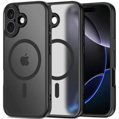 Juodas dėklas telefonui Apple Iphone 17 Tech-Protect Basicmag Magsafe su permatomu nugarėlės dizainu ir apsauga fotoaparatui