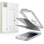 Juodas privatumo apsauginis stiklas Apple Iphone 14 Pro ekrano apsaugai Tech-Protect Quick Set Spy+2-Pack
