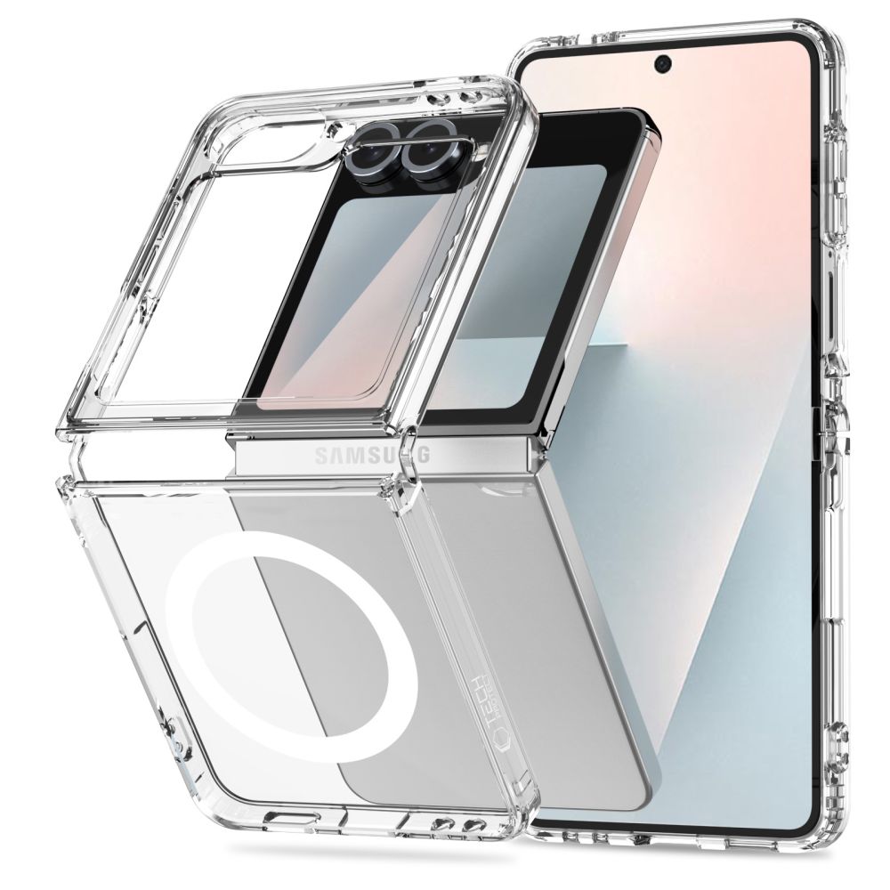 Skaidrus dėklas Samsung Galaxy Z Flip 6 7 FE Tech-Protect FlexAir Hybrid Magsafe Skaidrus dėklas Samsung Galaxy Z Flip 6 7 FE Tech-Protect FlexAir Hybrid Magsafe aiškus ir lankstus