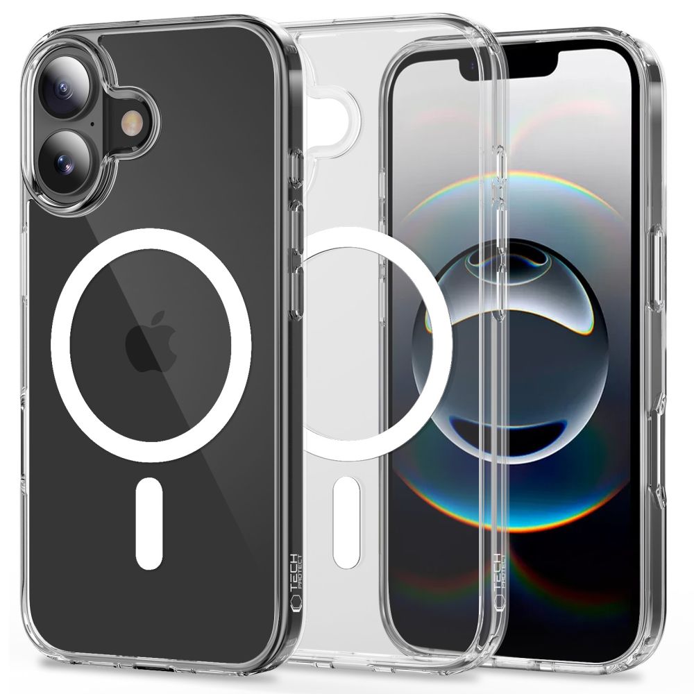 Skaidrus dėklas Apple Iphone 17 Tech-Protect FlexAir Hybrid Magsafe Skaidrus dėklas Apple Iphone 17 Tech-Protect FlexAir Hybrid Magsafe su matomu Magsafe žiedu ir kamerų anga