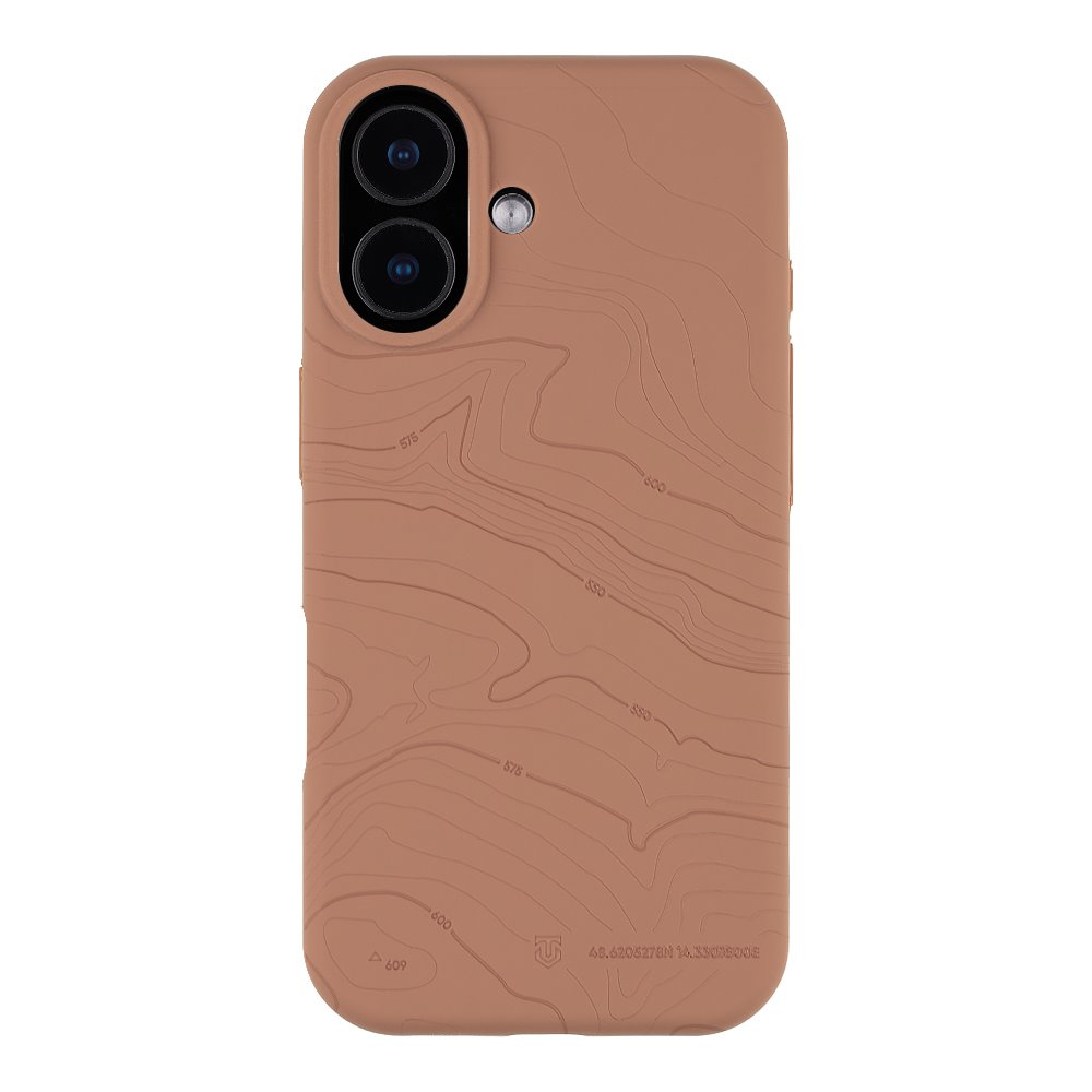 Moucha Moose dėklas telefonui Apple Iphone 17 Tactical MagForce Beaver Moucha Moose dėklas telefonui Apple Iphone 17 rudos spalvos su reljefiniu žemėlapio raštu