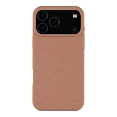 Moucha Moose dėklas telefonui Apple Iphone 17 Pro Max rudos spalvos su reljefiniu žemėlapio raštu