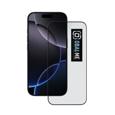 Juodas apsauginis ekrano stikliukas Apple iPhone 17 Air OBALME 5D Glass Screen Protector su ekranu