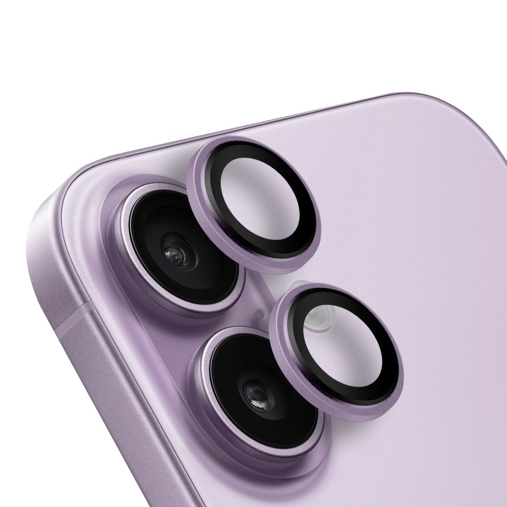 Purpurinis apsauginis stiklas galiniai kamerai Apple iPhone 17 OBALME Lens Protector Purpurinis apsauginis stiklas galiniai kamerai Apple iPhone 17 su du kartus rodomu objektyvo apsaugos stiklu