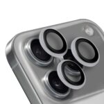 Sidabrinis apsauginis stiklas galiniai kamerai Apple iPhone 17 Pro su trimis apsauginiais objektyvo stiklais