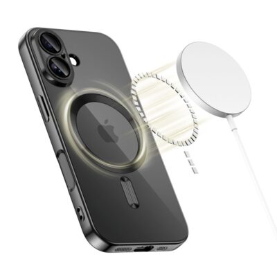 Juodas dėklas Apple Iphone 17 Tech-Protect Magflex Magsafe su matoma magnetine dalimi ir įkroviklio magnetu