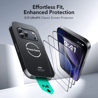 Apsauginis ekrano stikliukas Apple Iphone 17 Pro Max ESR UltraFit tempered glass 2-pack