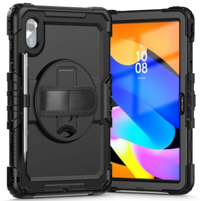 Juodas dėklas Lenovo Idea Tab 11.0 TB-336 Tech-Protect Solid 360 su apsauginiais kampais ir rankena