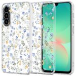 Gėlių dėklas Samsung Galaxy A17 4G 5G Tech-Protect FlexAir skaidrus su mėlynais ir geltonais žiedais