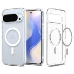 Skaidrus baltas deklas Google Pixel 10 i 10 Pro Spigen Ultra Hybrid Mag Magsafe telefone
