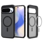 Juodas frost dėklas Google Pixel 10 / 10 Pro Spigen Ultra Hybrid Mag Magsafe su magnetiniu žiedu ir permatomu rėmeliu