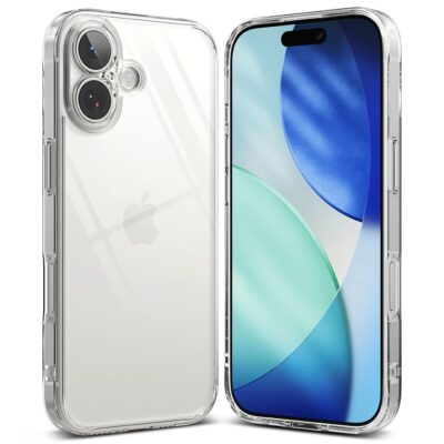 skaidrus deklas apple iphone 17 ringke fusion su matomu telefonu is priekio ir galo