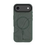 Tamsiai žalias dėklas Apple Iphone 17 Air su topografinio žemėlapio raštu