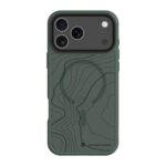 Tamsiai žalias dėklas Apple Iphone 17 Pro Max Tactical MagForce Hyperstealth Sika su žemėlapio raštais ir trimis kameros objektyvais