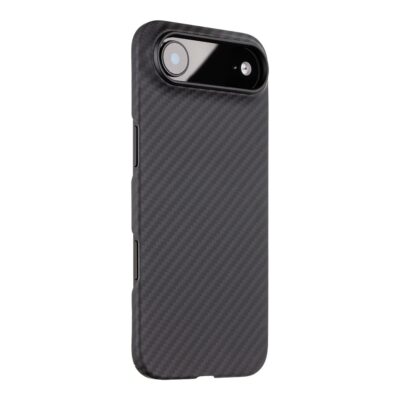 Juodas dėklas Tactical MagForce Aramid telefonui Apple iPhone 17 Air su anglies pluošto imitacija