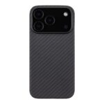 Juodas dėklas Tactical MagForce Aramid telefonui Apple iPhone 17 Pro su anglies pluošto rašto paviršiumi