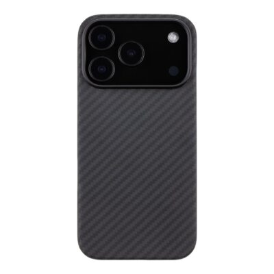 Juodas dėklas Tactical MagForce Aramid telefonui Apple iPhone 17 Pro su anglies pluošto rašto paviršiumi