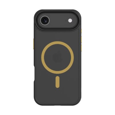 Juodas-geltonas dėklas Apple Iphone 17 Air Tactical MagForce Hyperstealth 2.0mm su geltonu magnetiniu apskritimu