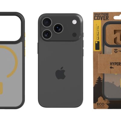 Juodas-geltonas dėklas Apple Iphone 17 Pro Tactical MagForce Hyperstealth 2.0mm su matoma magnetine funkcija.