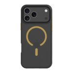 Juodas-geltonas dėklas Apple Iphone 17 Pro Max Tactical MagForce Hyperstealth 2.0mm su ryškiu geltonu apskritimu.