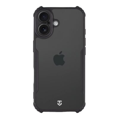 Skaidrus-juodas dėklas Tactical Quantum Stealth telefonui Apple iPhone 17 su matiniu paviršiumi ir apsauga kampe
