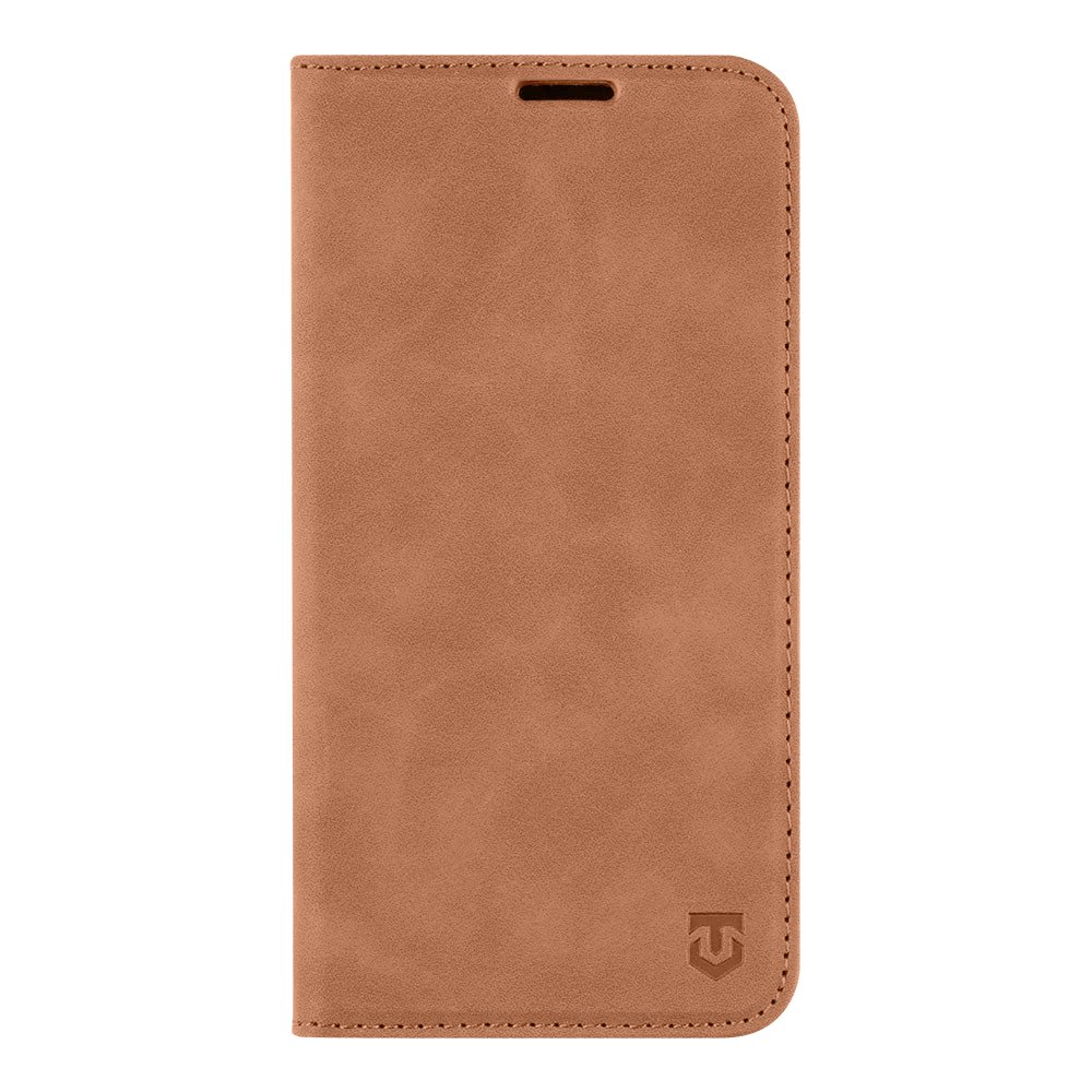 Rudas atverčiamas dėklas Tactical Xproof telefonui Samsung Galaxy A17 5G Rudas atverčiamas dėklas Tactical Xproof telefonui Samsung Galaxy A17 5G, matomas iš priekio
