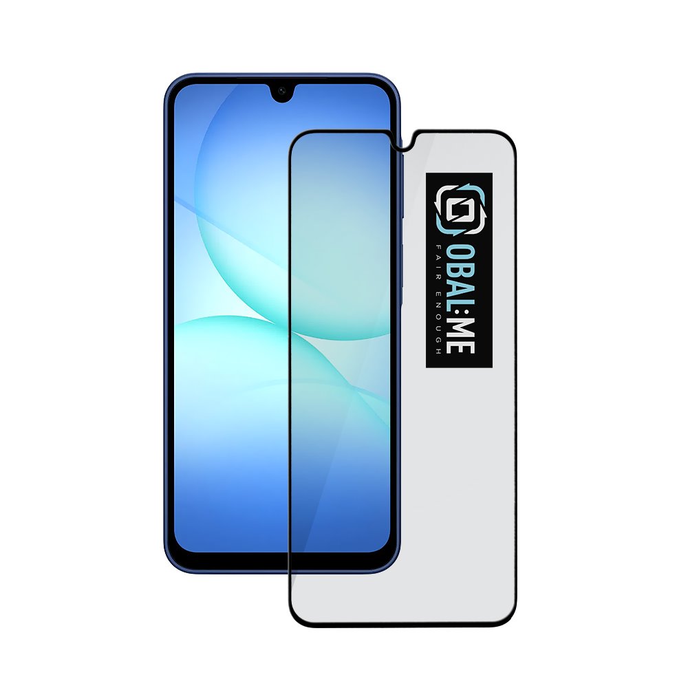 Juodas apsauginis ekrano stikliukas Samsung Galaxy A17 4G 5G OBAL ME Juodas apsauginis ekrano stikliukas Samsung Galaxy A17 4G 5G su apsauga ir logotipu OBAL ME