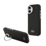 Juodas dėklas telefonui Apple Iphone 17 Lacoste Iconic Petit Pique su stovu kameros apsaugai