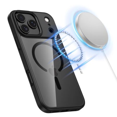 Juodas-skaidrus dėklas Apple Iphone 17 Pro Tech-Protect Magmat Magsafe su magnetiniu tvirtinimu